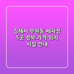 김해시 부원동 세차장 5곳 정보 - 가격, 위치, 시설 안내