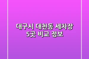 대구시 대천동 세차장 5곳 비교 정보