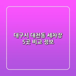 대구시 대천동 세차장 5곳 비교 정보