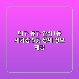 대구 동구 안심1동 세차장 5곳 상세 정보 제공