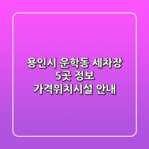 용인시 운학동 세차장 5곳 정보 - 가격/위치/시설 안내