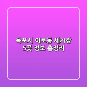 목포시 이로동 세차장 5곳 정보 총정리