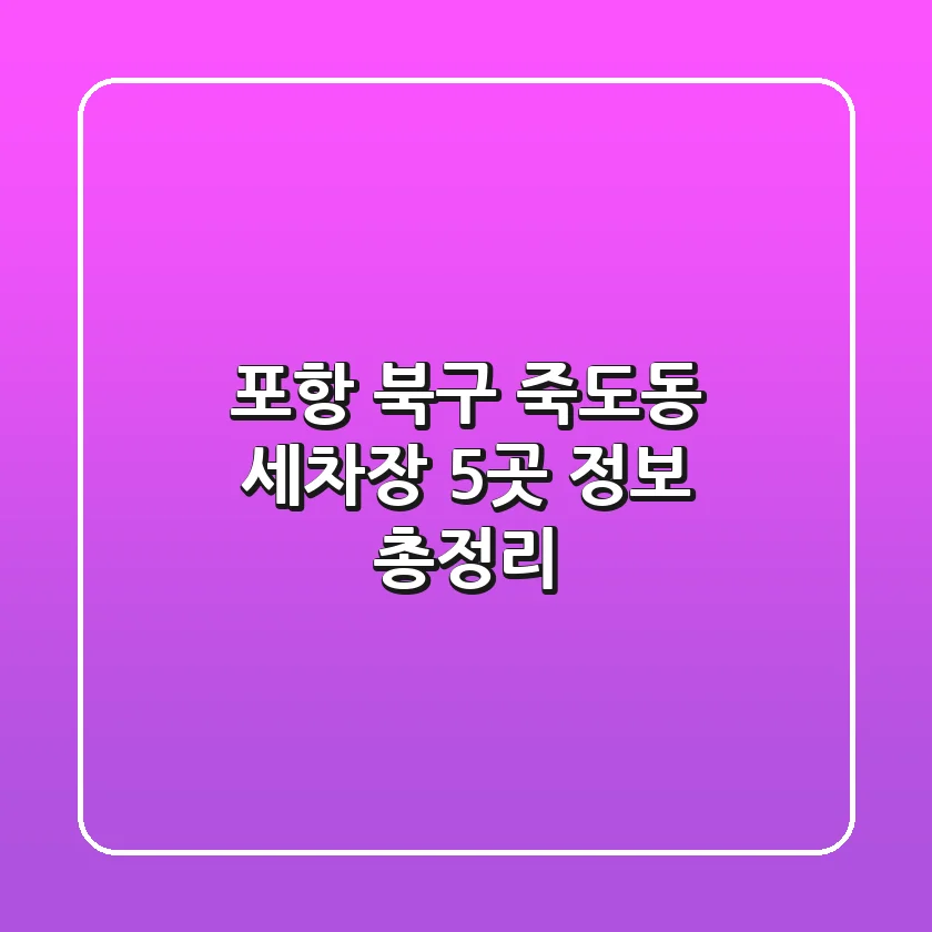 포항 북구 죽도동 세차장 5곳 정보 총정리
