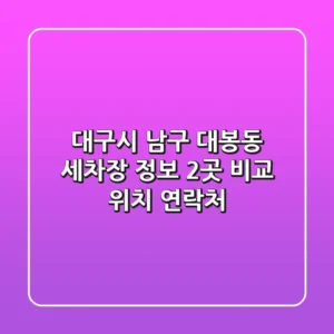대구시 남구 대봉동 세차장 정보 - 2곳 비교 (위치, 연락처)