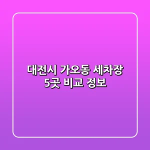 대전시 가오동 세차장 5곳 비교 정보