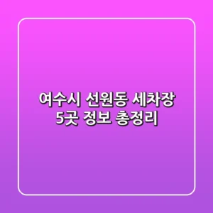 여수시 선원동 세차장 5곳 정보 총정리
