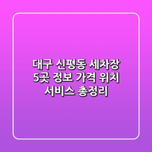 대구 신평동 세차장 5곳 정보: 가격, 위치, 서비스 총정리