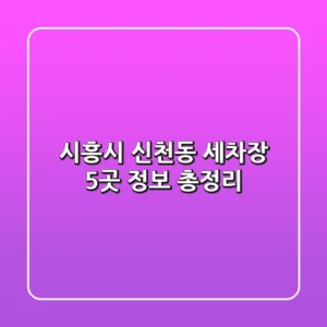 시흥시 신천동 세차장 5곳 정보 총정리