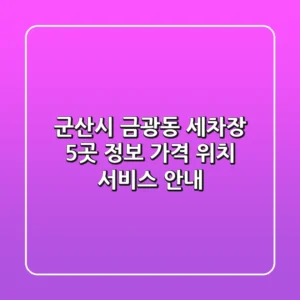 군산시 금광동 세차장 5곳 정보 - 가격, 위치, 서비스 안내