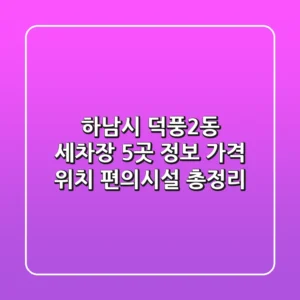 하남시 덕풍2동 세차장 5곳 정보 - 가격, 위치, 편의시설 총정리