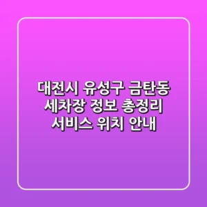 대전시 유성구 금탄동 세차장 정보 총정리 - 서비스, 위치 안내