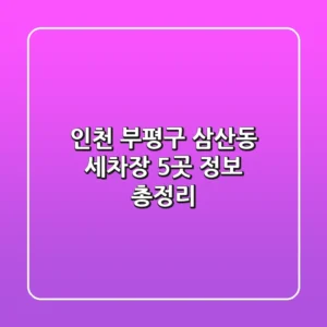 인천 부평구 삼산동 세차장 5곳 정보 총정리