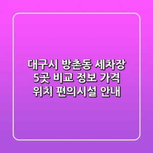 대구시 방촌동 세차장 5곳 비교 정보 - 가격, 위치, 편의시설 안내