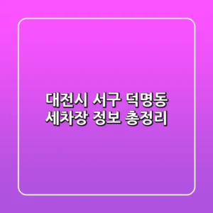 대전시 서구 덕명동 세차장 정보 총정리