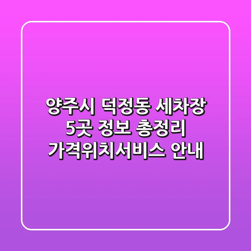 양주시 덕정동 세차장 5곳 정보 총정리 - 가격/위치/서비스 안내