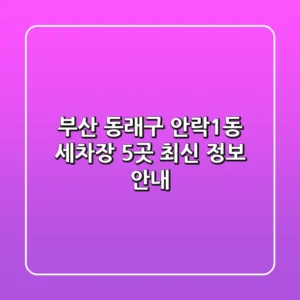 부산 동래구 안락1동 세차장 5곳 최신 정보 안내