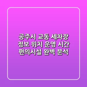 공주시 교동 세차장 정보: 위치, 운영 시간, 편의시설 완벽 분석
