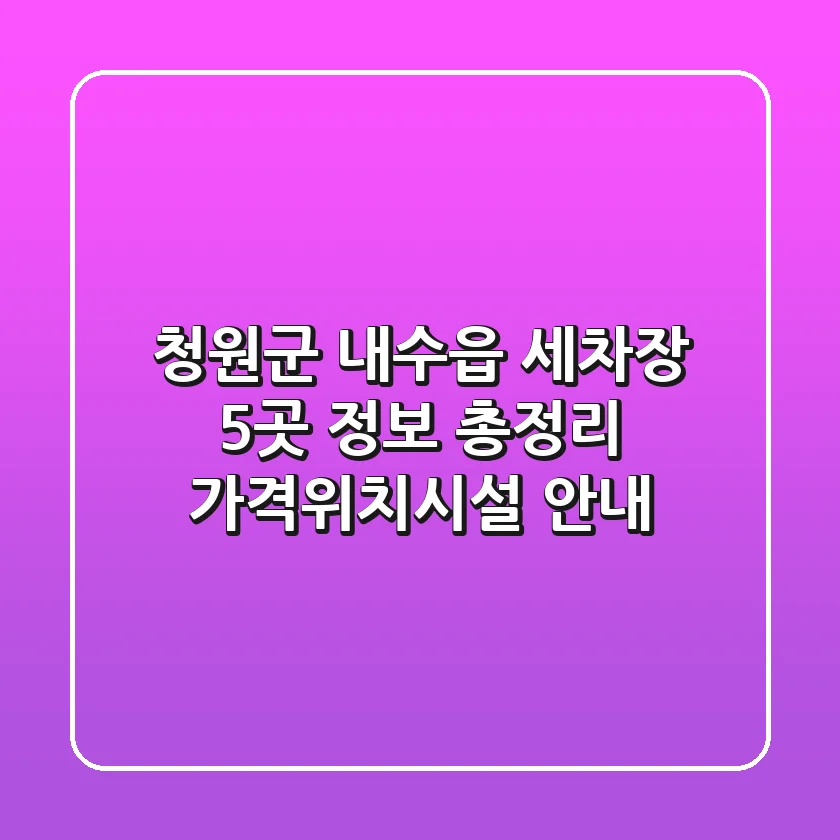 청원군 내수읍 세차장 5곳 정보 총정리 - 가격/위치/시설 안내