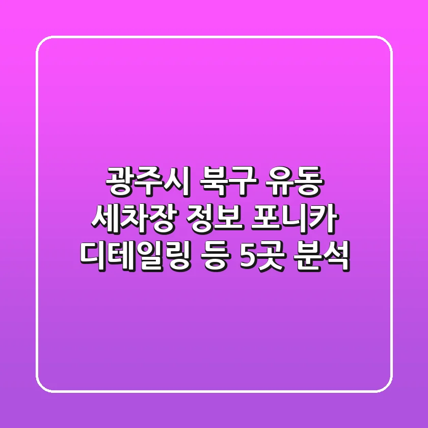 광주시 북구 유동 세차장 정보: 포니카 디테일링 등 5곳 분석