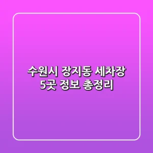 수원시 장지동 세차장 5곳 정보 총정리