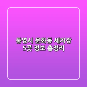 통영시 문화동 세차장 5곳 정보 총정리