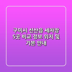 구미시 선산읍 세차장 5곳 비교 정보 - 위치 및 기본 안내