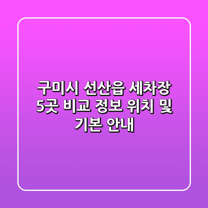 구미시 선산읍 세차장 5곳 비교 정보 - 위치 및 기본 안내