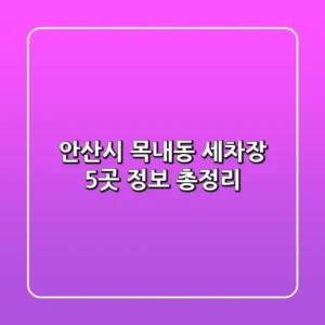 안산시 목내동 세차장 5곳 정보 총정리