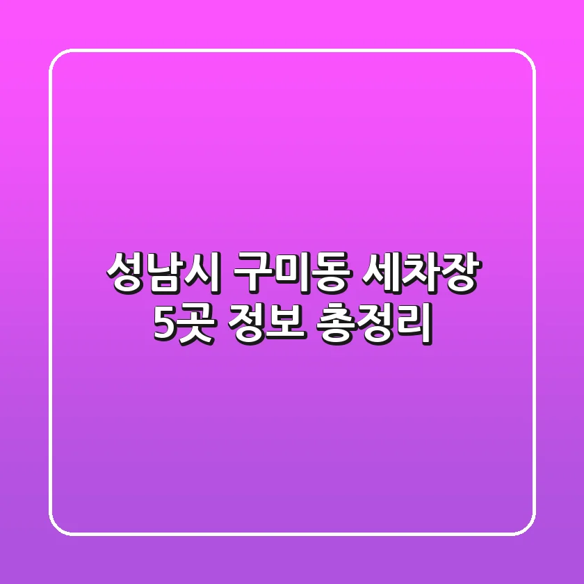 성남시 구미동 세차장 5곳 정보 총정리