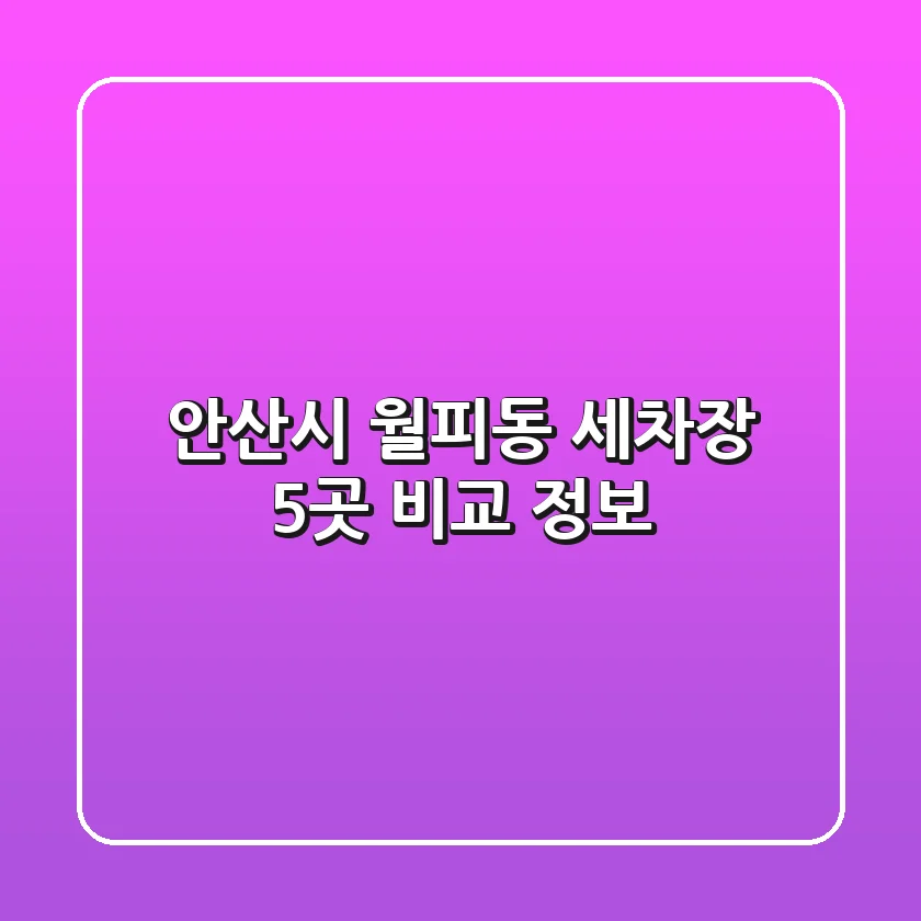 안산시 월피동 세차장 5곳 비교 정보