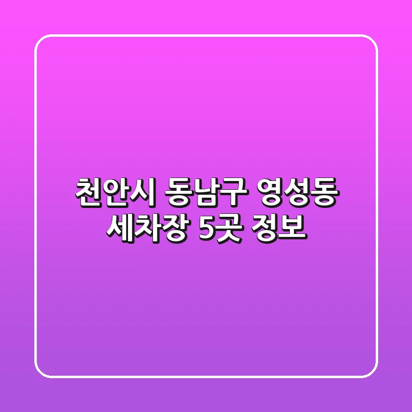 천안시 동남구 영성동 세차장 5곳 정보