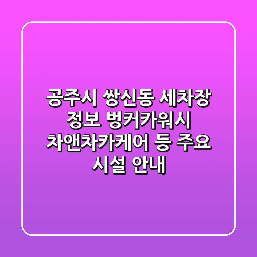공주시 쌍신동 세차장 정보: 벙커카워시, 차앤차카케어 등 주요 시설 안내