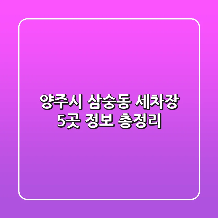 양주시 삼숭동 세차장 5곳 정보 총정리