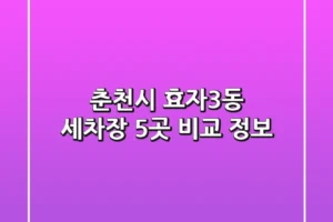 춘천시 효자3동 세차장 5곳 비교 정보