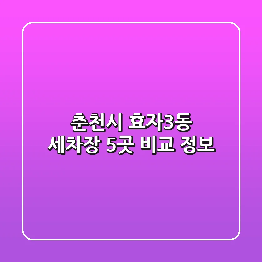 춘천시 효자3동 세차장 5곳 비교 정보
