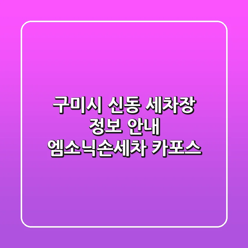 구미시 신동 세차장 정보 안내 - 엠소닉손세차, 카포스