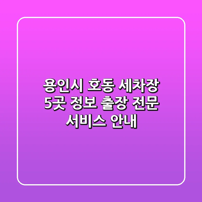 용인시 호동 세차장 5곳 정보 - 출장 전문 서비스 안내