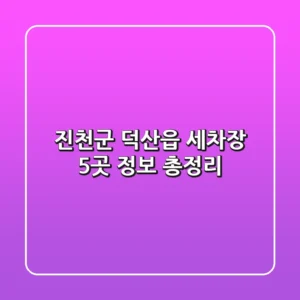 진천군 덕산읍 세차장 5곳 정보 총정리