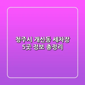 청주시 개신동 세차장 5곳 정보 총정리