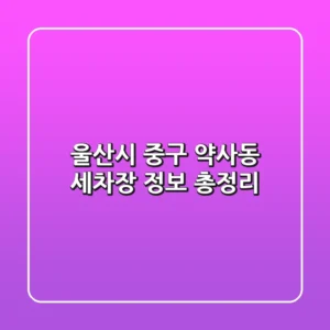 울산시 중구 약사동 세차장 정보 총정리
