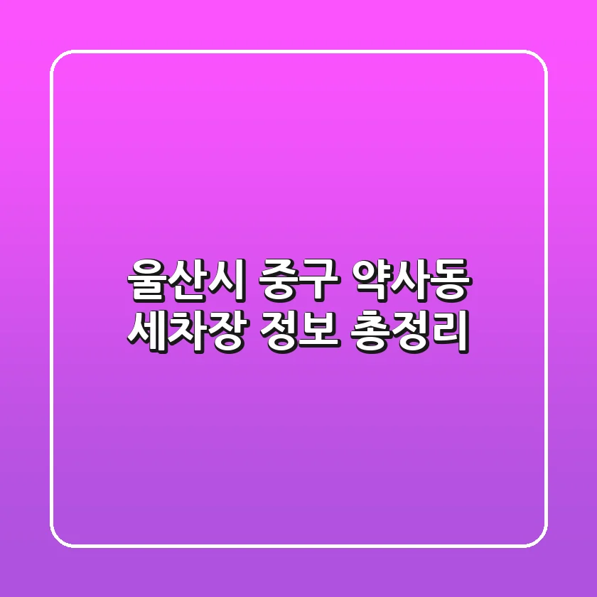 울산시 중구 약사동 세차장 정보 총정리