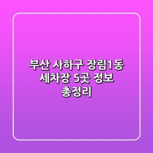 부산 사하구 장림1동 세차장 5곳 정보 총정리