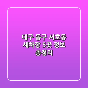 대구 동구 서호동 세차장 5곳 정보 총정리