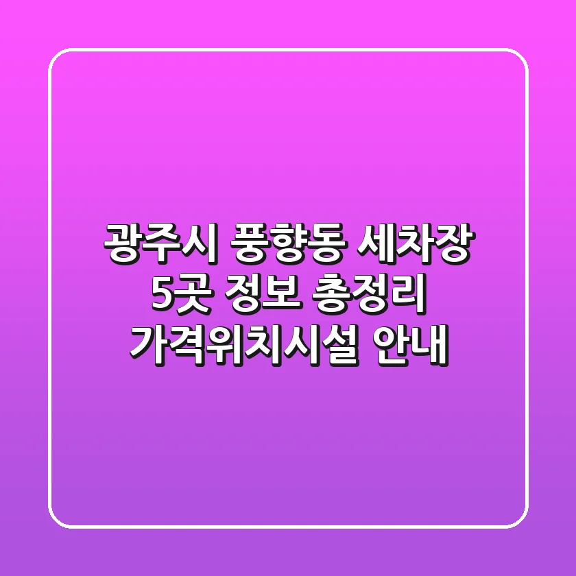 광주시 풍향동 세차장 5곳 정보 총정리 - 가격/위치/시설 안내