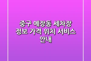 중구 예장동 세차장 정보 – 가격, 위치, 서비스 안내