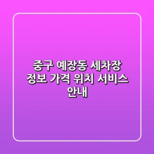 중구 예장동 세차장 정보 - 가격, 위치, 서비스 안내