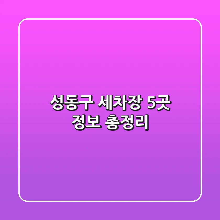 성동구 세차장 5곳 정보 총정리