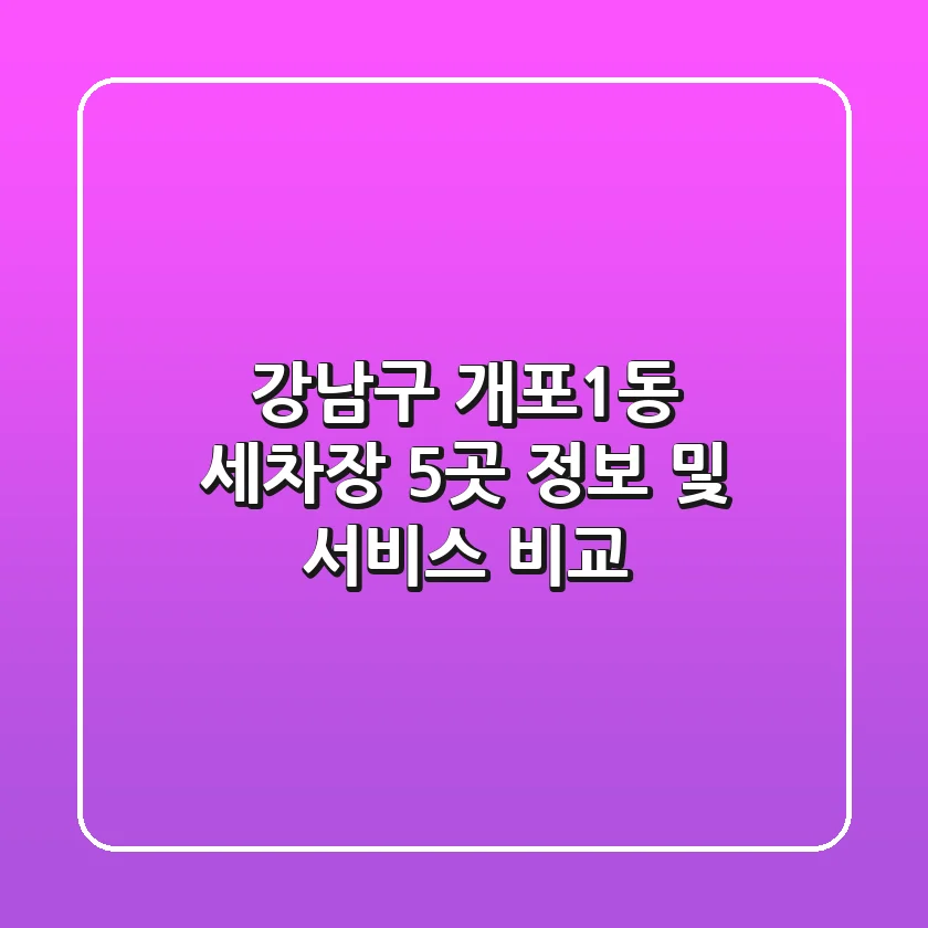 강남구 개포1동 세차장 5곳 정보 및 서비스 비교