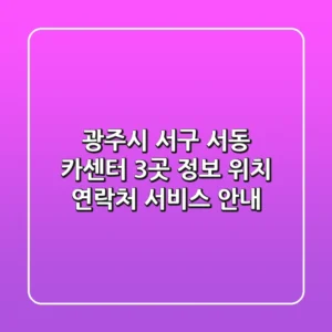 광주시 서구 서동 카센터 3곳 정보 - 위치, 연락처, 서비스 안내