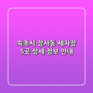 속초시 장사동 세차장 5곳 상세 정보 안내
